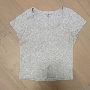 Brandy Melville Light Gray Scoop Neck Tee